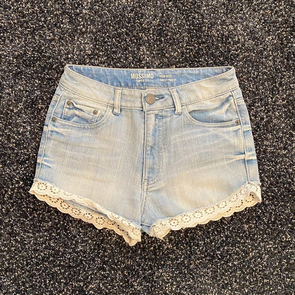 High Rise Jean Shorts w Lace
